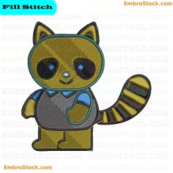 Raccoon Character Embroidery Design 1