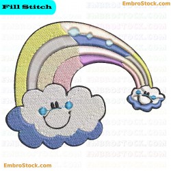 Rainbow And Cloud Embroidery Design 12