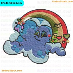 Rainbow And Clouds Embroidery Design 9