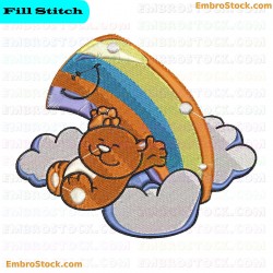 Rainbow Bear Embroidery Design 5