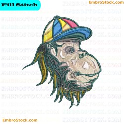 Rastafarian Styled Orangutan Embroidery Design 7