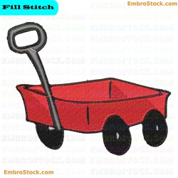 Red Childrens Wagon Embroidery Design 54