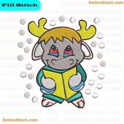 Reindeer Character Embroidery Design 4