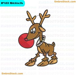 Reindeer With Red Nose Embroidery Design 34