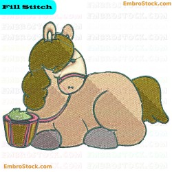 Relaxed Chubby Horse Embroidery Design 1