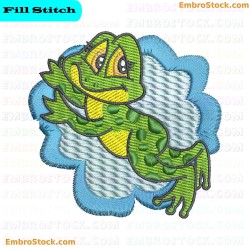 Relaxing Frog Embroidery Design 10