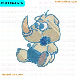 Rhino Child Embroidery Design 4