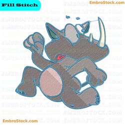 Rhinoceros Embroidery Design 3