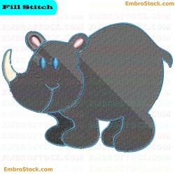 Rhinoceros Embroidery Design 7