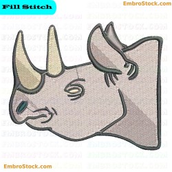 Rhinoceros Head Embroidery Design 9