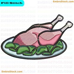 Roasted Chicken With Vegetables Embroidery Design 4