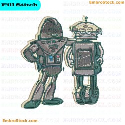 Robot Friends Embroidery Design 1