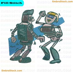 Robot Friends Embroidery Design 2