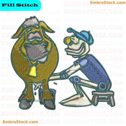 Robot Milking Cow Embroidery Design 8