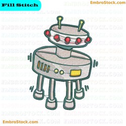 Robot Robots Embroidery Design 4