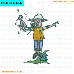 Robot Scarecrow In Field Embroidery Design 10