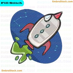 Rocket Embroidery Design 2