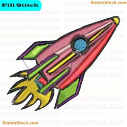 Rocket Embroidery Design 4