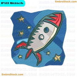 Rocket Embroidery Design 7