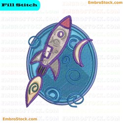 Rocket Embroidery Design 8