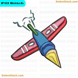 Rocket Shaped Embroidery Design 1