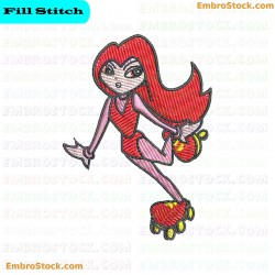 Roller Skating Girl Embroidery Design 8