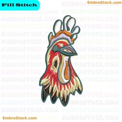 Rooster Head Embroidery Design 8