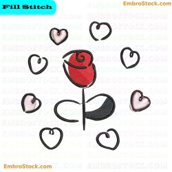 Rose And Hearts Embroidery Design 3