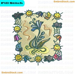 Round Nature Embroidery Design 18