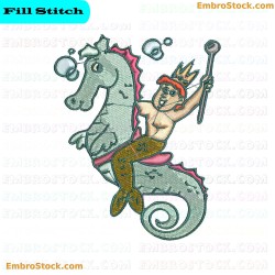 Royal Seahorse Embroidery Design 2