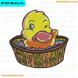 Rubber Duck In Bathtub Embroidery Design 2