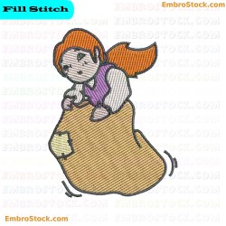 Running Girl In Purple Dress Embroidery Design 10