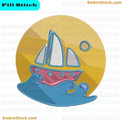 Sailboat Embroidery Design 2