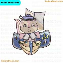 Sailor Cat Embroidery Design 7