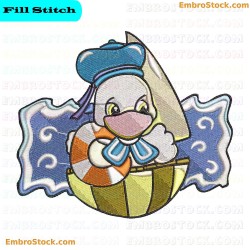 Sailor Duck Inside Ship Embroidery Design 8