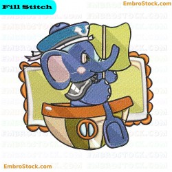 Sailor Elephant On A Boat Embroidery Design 3