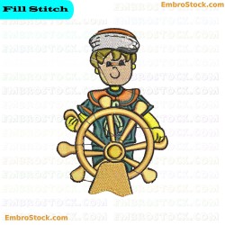 Sailor Kid Character Embroidery Design 3