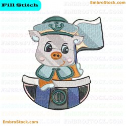 Sailor Pig Embroidery Design 6