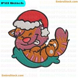 Santa Clad Kitty Embroidery Design 1