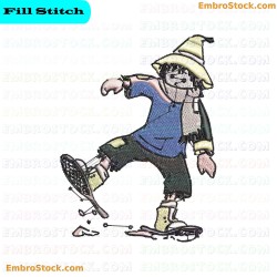 Scarecrow With Tennis Rackets Embroidery Design 26