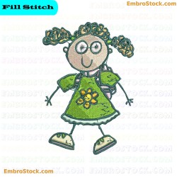 Schoolgirl Character Embroidery Design 18