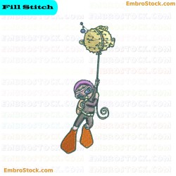 Scuba Kid Embroidery Design 1