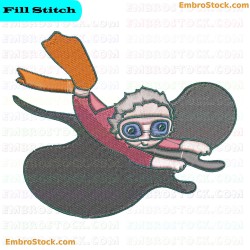 Scuba Kid Embroidery Design 6