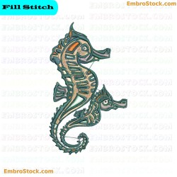 Seahorse Representation Embroidery Design 1