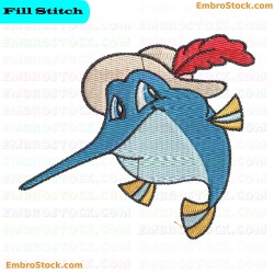 Shark Character With Hat Embroidery Design 4