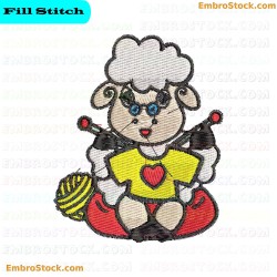 Sheep Character Embroidery Design 17