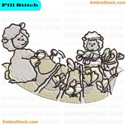 Sheep Characters Working On A Farm Embroidery Design 5