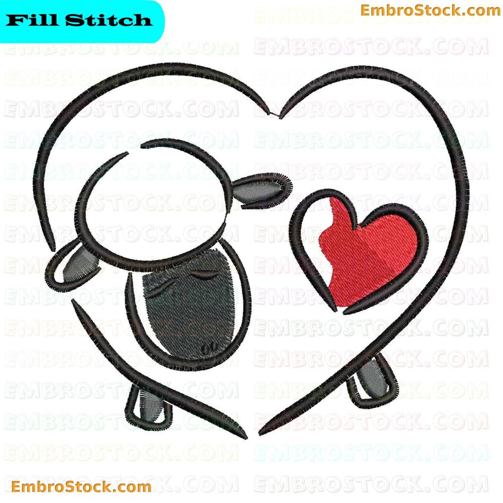 An image of a sheep in the shape of a large heart with a small red heart inside.