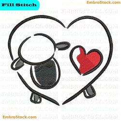 Sheep In The Shape Of A Heart Embroidery Design 2