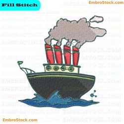 Ship Embroidery Design 11